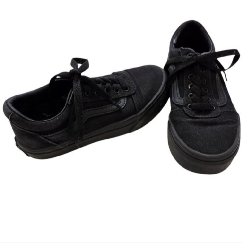 Vans Old Skool black low top skate shoes kids 13